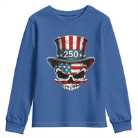 American Flag Skull Patriotic Pride Youth Sweatshirt USA 250 Anniversary