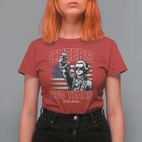 Patriotic Thomas Jefferson T Shirt For Women Cheers To 250 Years
