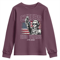 Patriotic Thomas Jefferson Youth Sweatshirt Cheers To 250 Years