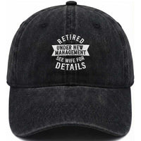 Funny Husband Retirement Washed Cotton Baseball Cap Retired Under New Management