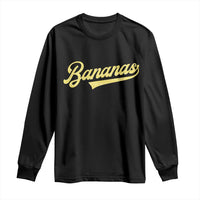 Funny Banana Pattern Typography Long Sleeve Shirt Retro Throwback Fruit Lover