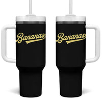 Funny Banana Pattern Typography Tumbler With Handle Retro Throwback Fruit Lover