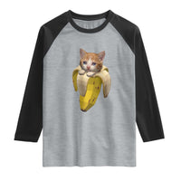 Funny Bananacat Meme Lover Raglan Shirt Cute Kitty Banana Costume