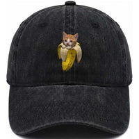 Funny Bananacat Meme Lover Washed Cotton Baseball Cap Cute Kitty Banana Costume
