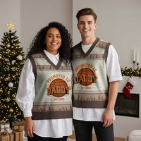 Personalized Basketball Daddy V-Neck Knit Sweater Vest Custom Number First Time Dad Pregnancy Announcement