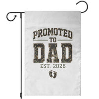 Camouflage Promoted To Dad Est 2026 Garden Flag Camo Pregnancy Announcement Graphic