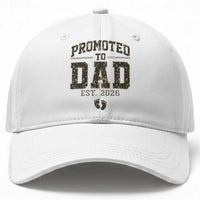 Camouflage Promoted To Dad Est 2026 Baseball Cap Camo Pregnancy Announcement Graphic