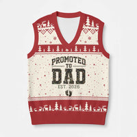 Camouflage Promoted To Dad Est 2026 V-Neck Knit Sweater Vest Camo Pregnancy Announcement Graphic