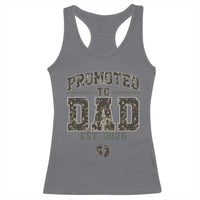 Camouflage Promoted To Dad Est 2026 Racerback Tank Top Camo Pregnancy Announcement Graphic