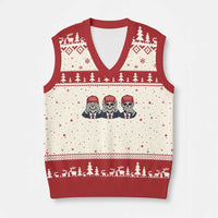 See No Crimes Hear No Truth Speak No Facts V-Neck Knit Sweater Vest Skeleton Political Satire Graphic