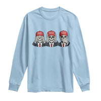 See No Crimes Hear No Truth Speak No Facts Long Sleeve Shirt Skeleton Political Satire Graphic