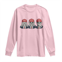 See No Crimes Hear No Truth Speak No Facts Long Sleeve Shirt Skeleton Political Satire Graphic