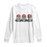 See No Crimes Hear No Truth Speak No Facts Long Sleeve Shirt Skeleton Political Satire Graphic
