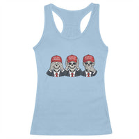 See No Crimes Hear No Truth Speak No Facts Racerback Tank Top Skeleton Political Satire Graphic