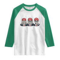 See No Crimes Hear No Truth Speak No Facts Raglan Shirt Skeleton Political Satire Graphic
