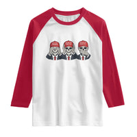 See No Crimes Hear No Truth Speak No Facts Raglan Shirt Skeleton Political Satire Graphic
