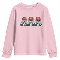 See No Crimes Hear No Truth Speak No Facts Youth Sweatshirt Skeleton Political Satire Graphic