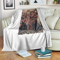 American Leader Oni Mask Japanese Ukiyoe Throw Blanket Political Parody Graphic