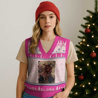 American Leader Oni Mask Japanese Ukiyoe V-Neck Knit Sweater Vest Political Parody Graphic