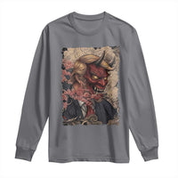 American Leader Oni Mask Japanese Ukiyoe Long Sleeve Shirt Political Parody Graphic
