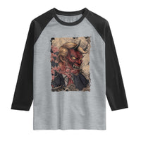 American Leader Oni Mask Japanese Ukiyoe Raglan Shirt Political Parody Graphic