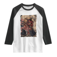 American Leader Oni Mask Japanese Ukiyoe Raglan Shirt Political Parody Graphic