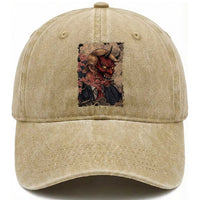 American Leader Oni Mask Japanese Ukiyoe Washed Cotton Baseball Cap Political Parody Graphic