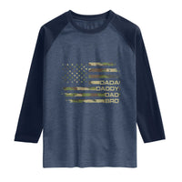 Dada Daddy Dad Bro Camo American Flag Raglan Shirt Patriotic Fathers Day Gift
