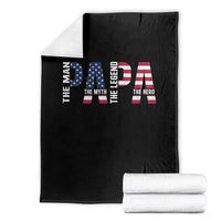 Vintage American Flag Papa The Man The Myth The Legend Throw Blanket Fathers Day Gift