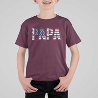 Vintage American Flag Papa The Man The Myth The Legend T Shirt For Kid Fathers Day Gift