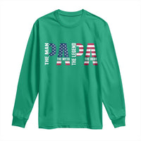 Vintage American Flag Papa The Man The Myth The Legend Long Sleeve Shirt Fathers Day Gift