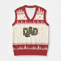 Proud Army Dad USA Flag Camo V-Neck Knit Sweater Vest Fathers Day Gift