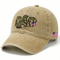 Proud Army Dad USA Flag Camo Washed Cotton Baseball Cap Fathers Day Gift