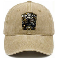 Best Mechanic Dad Ever Washed Cotton Baseball Cap Auto Repair Fathers Day Graphic