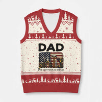 Mechanic Dad American Flag V-Neck Knit Sweater Vest If He Cant Fix It No One Can