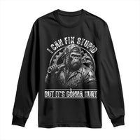 Funny Gorilla Mechanic Long Sleeve Shirt I Can Fix Stupid But Its Gonna Hurt