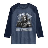 Funny Gorilla Mechanic Raglan Shirt I Can Fix Stupid But Its Gonna Hurt