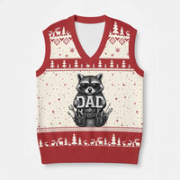 Funny Raccoon Dad Mechanic V-Neck Knit Sweater Vest Trash Panda Fathers Day Gift