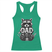 Funny Raccoon Dad Mechanic Racerback Tank Top Trash Panda Fathers Day Gift