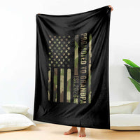 Promoted To Grandpa Est 2026 Patriotic American Flag Camo Throw Blanket