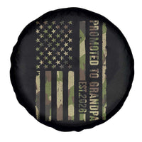 Promoted To Grandpa Est 2026 Patriotic American Flag Camo Spare Tire Cover