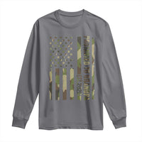 Promoted To Grandpa Est 2026 Patriotic American Flag Camo Long Sleeve Shirt