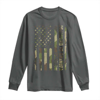 Promoted To Grandpa Est 2026 Patriotic American Flag Camo Long Sleeve Shirt