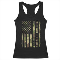 Promoted To Grandpa Est 2026 Patriotic American Flag Camo Racerback Tank Top