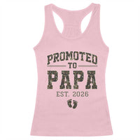 Promoted To Dad Est 2026 Camo Racerback Tank Top Hunting Style New Dad Gift Graphic