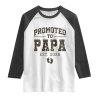 Promoted To Dad Est 2026 Camo Raglan Shirt Hunting Style New Dad Gift Graphic