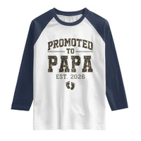 Promoted To Dad Est 2026 Camo Raglan Shirt Hunting Style New Dad Gift Graphic