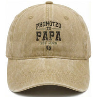 Promoted To Dad Est 2026 Camo Washed Cotton Baseball Cap Hunting Style New Dad Gift Graphic