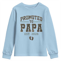 Promoted To Dad Est 2026 Camo Youth Sweatshirt Hunting Style New Dad Gift Graphic