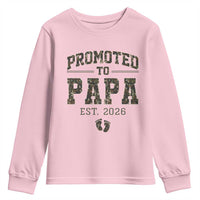 Promoted To Dad Est 2026 Camo Youth Sweatshirt Hunting Style New Dad Gift Graphic